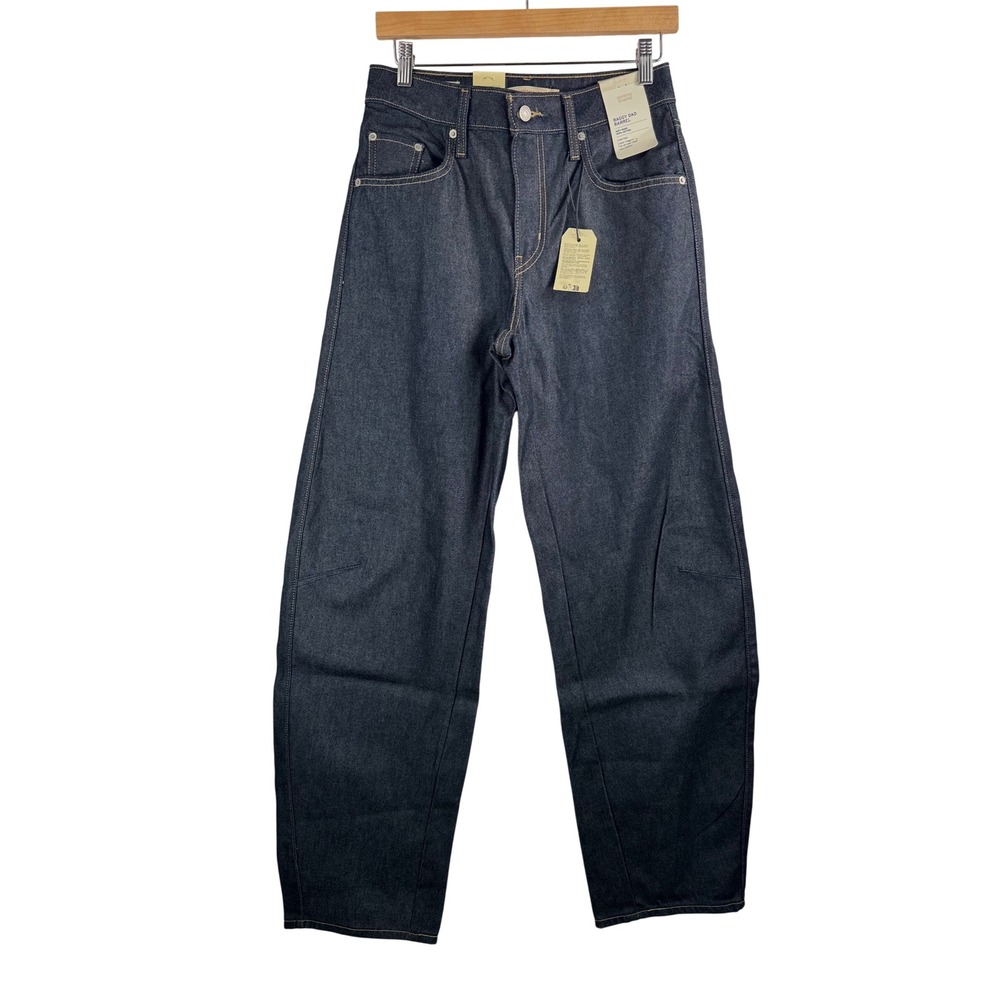 Levi's Baggy Dad Barrel Jeans 26 Dark Indigo Mid Rise Relaxed money minimalist